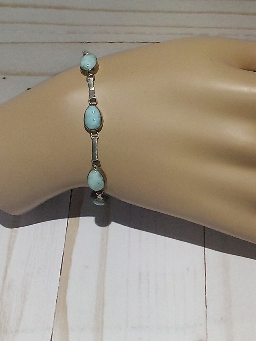 Sterling Larimar Bracelet 6"